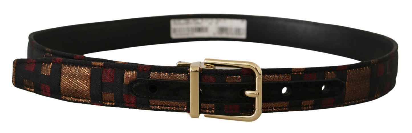 Dolce & Gabbana Multicolor Leather Belt With Gold Buckle