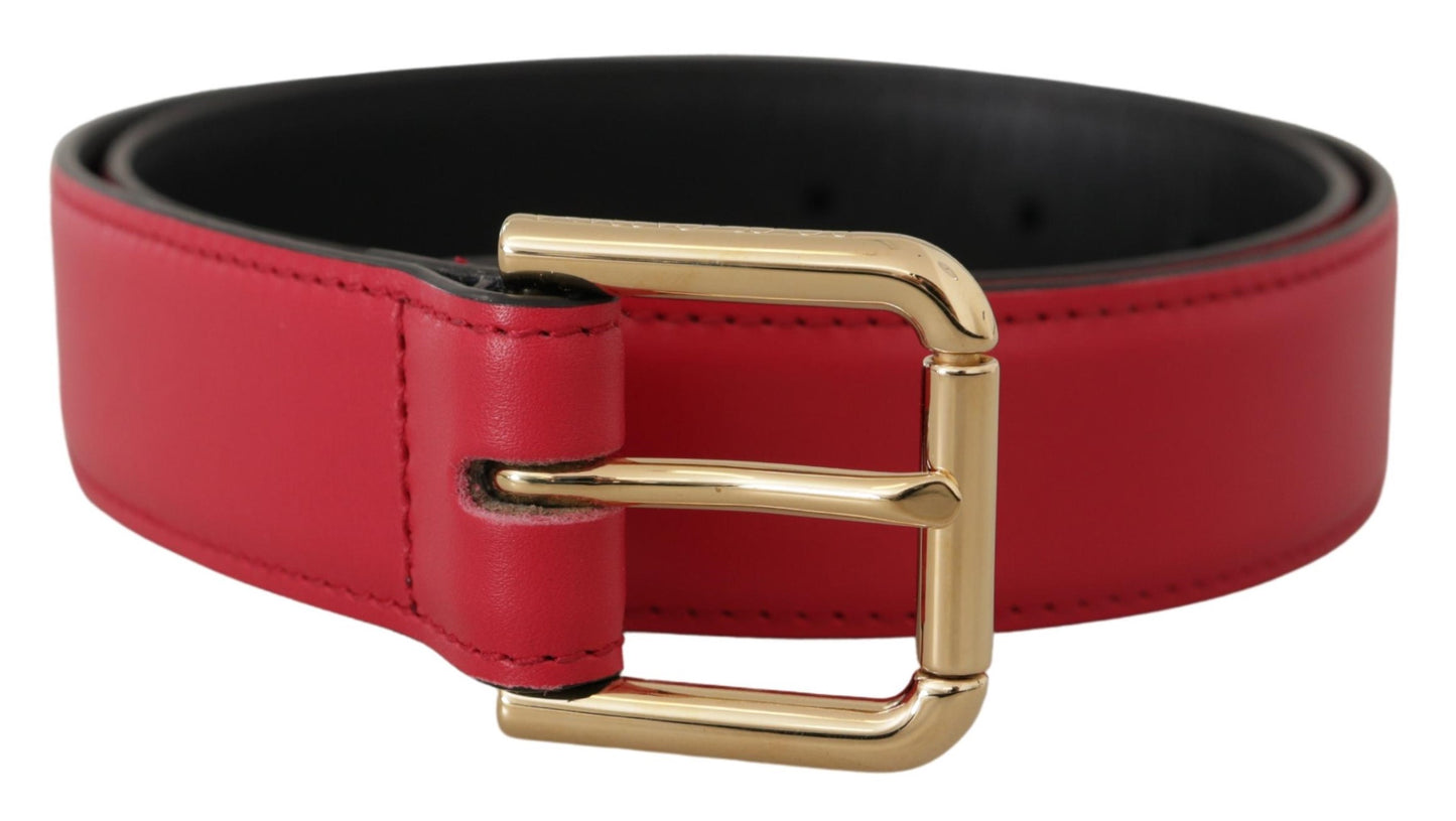 Dolce & Gabbana Elegant Red Leather Belt With Gold-Tone Buckle