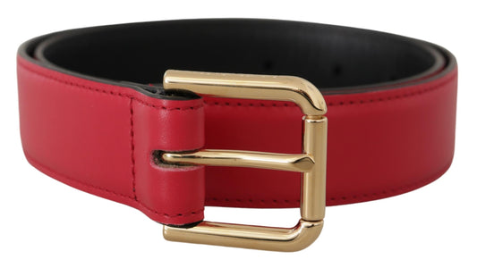 Dolce & Gabbana Elegant Red Leather Belt With Gold-Tone Buckle