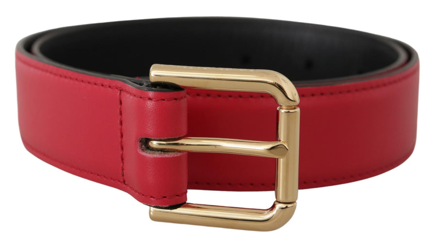 Dolce & Gabbana Elegant Red Leather Belt With Gold-Tone Buckle