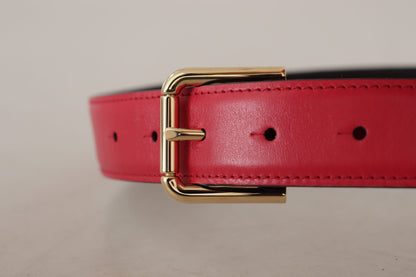 Dolce & Gabbana Elegant Red Leather Belt With Gold-Tone Buckle