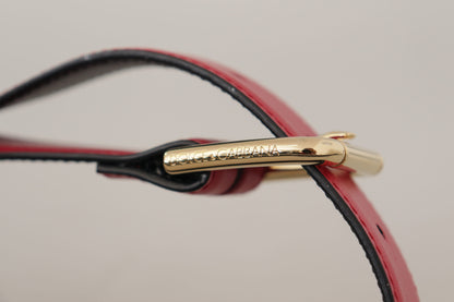 Dolce & Gabbana Elegant Red Leather Belt With Gold-Tone Buckle