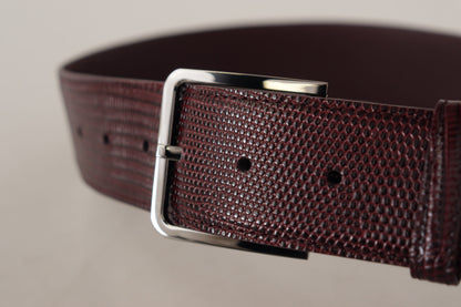 Dolce & Gabbana Elegant Maroon Leather Belt With Engraved Buckle