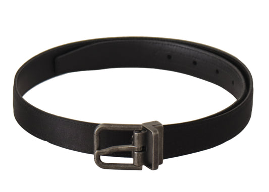 Dolce & Gabbana Elegant Black Leather Belt With Metal Buckle