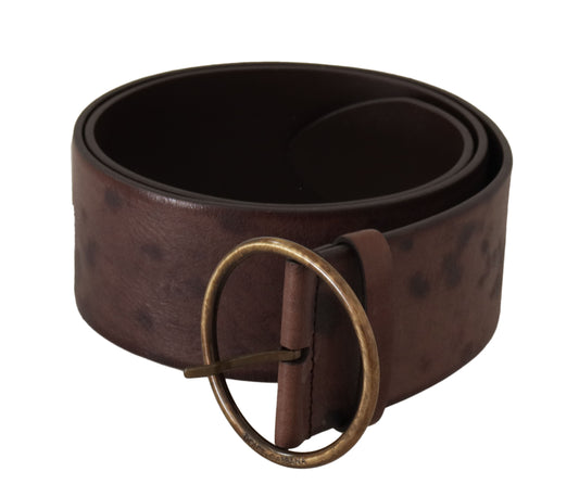 Dolce & Gabbana Elegant Dark Brown Leather Belt With Logo Buckle