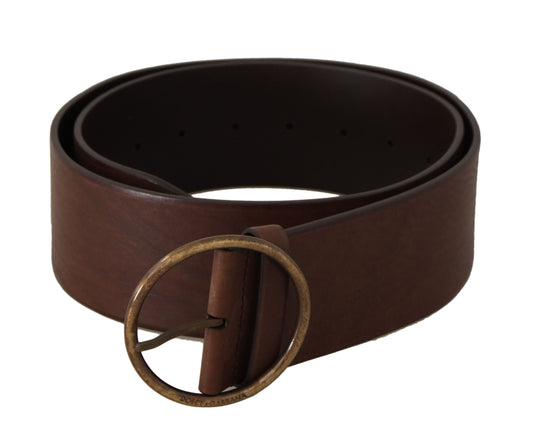 Dolce & Gabbana Elegant Brown Leather Belt With Engraved Buckle