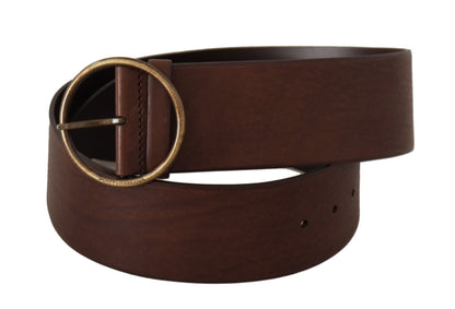 Dolce & Gabbana Elegant Brown Leather Belt With Engraved Buckle