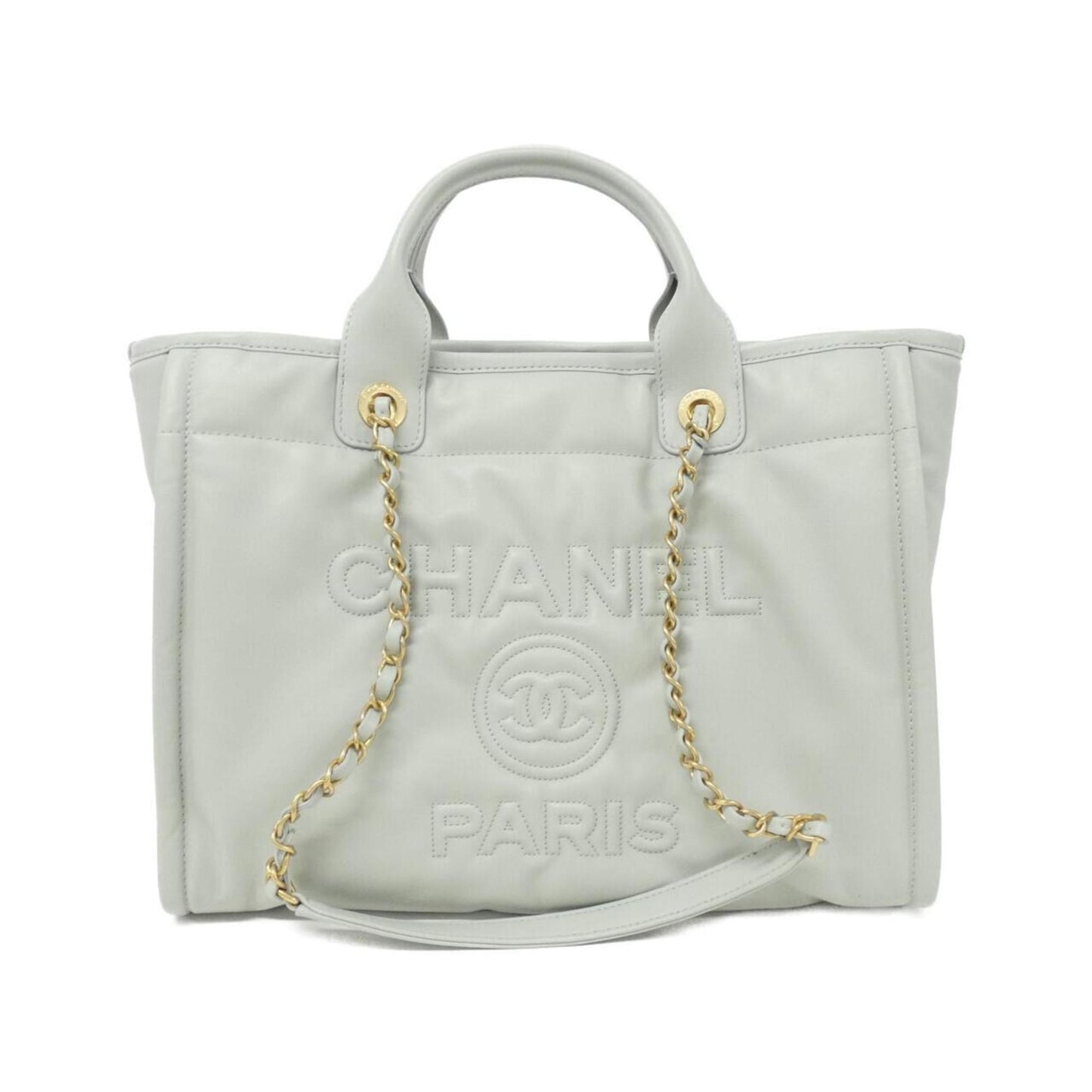 Chanel Gray Leather Deauville