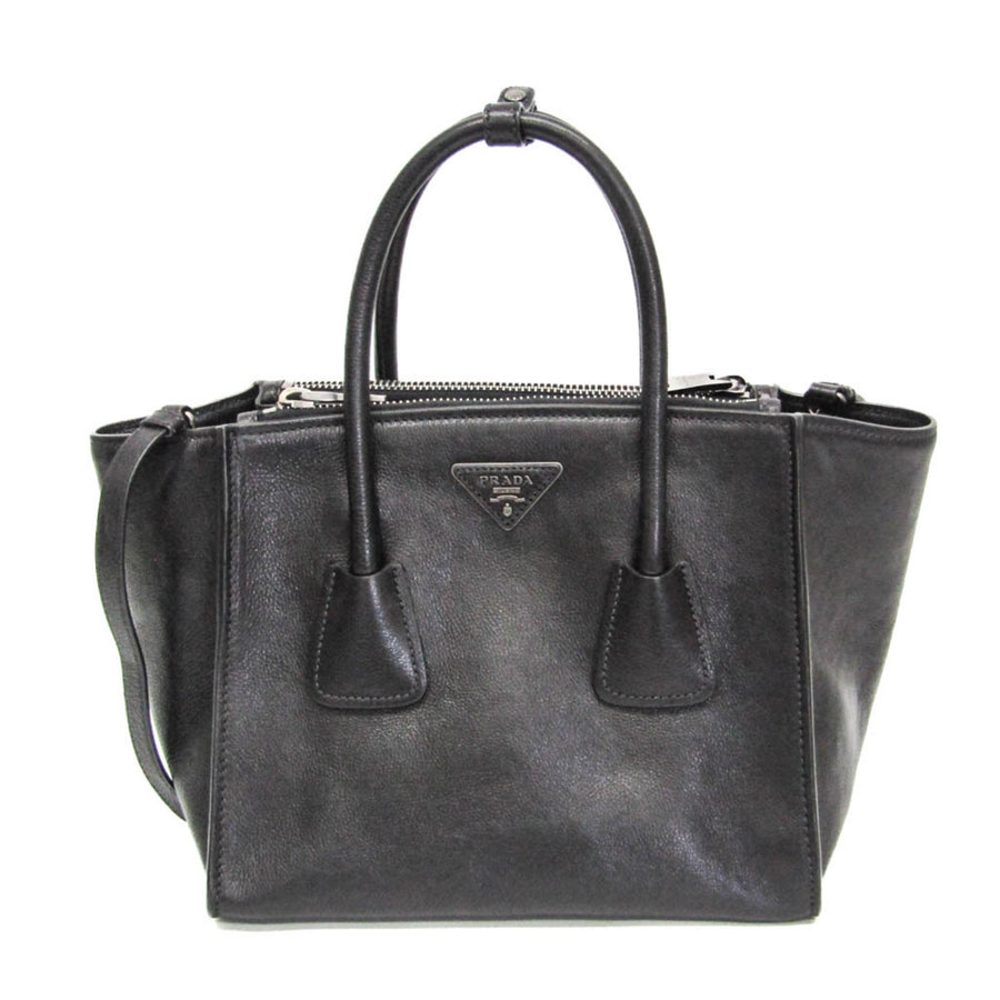Prada Black Leather Twin Zip