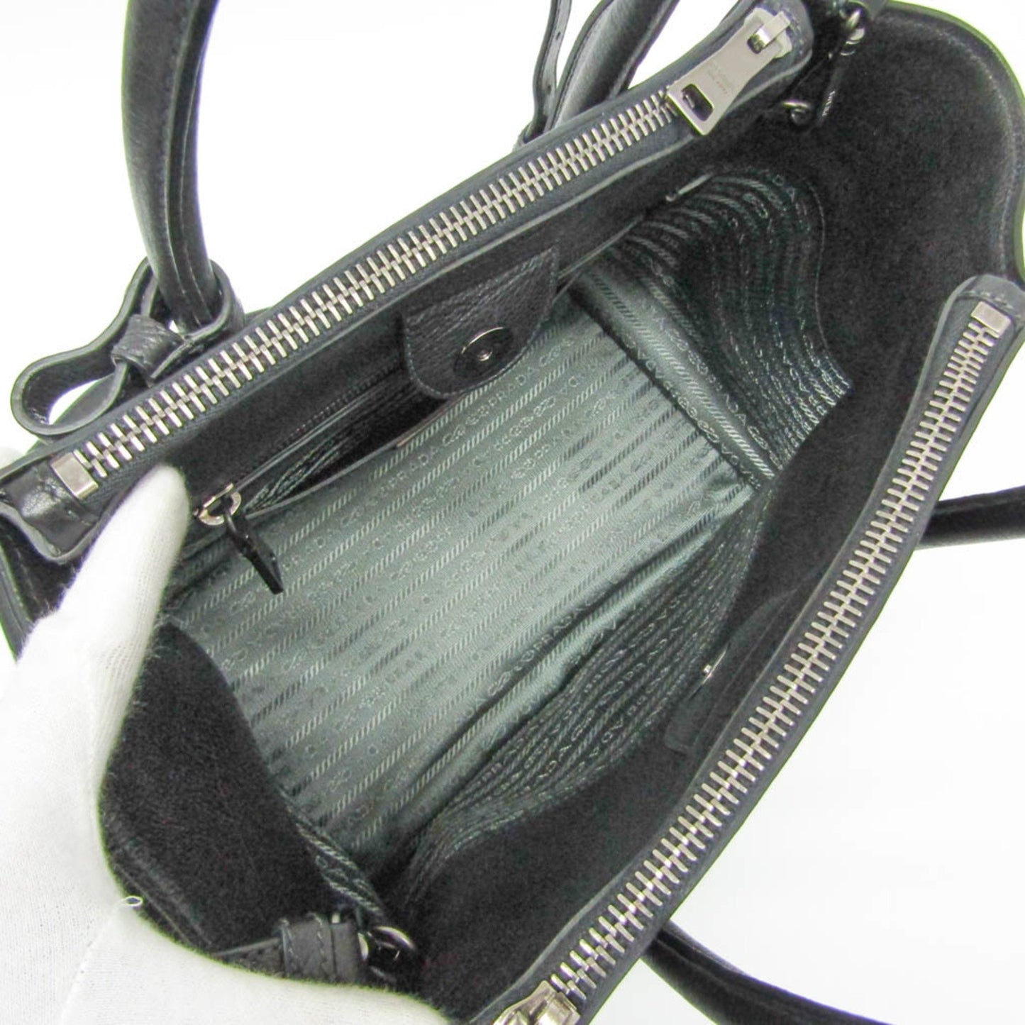 Prada Black Leather Twin Zip