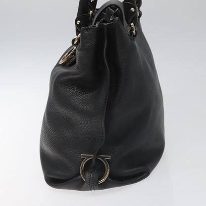 Salvatore Ferragamo Black Leather Gancini
