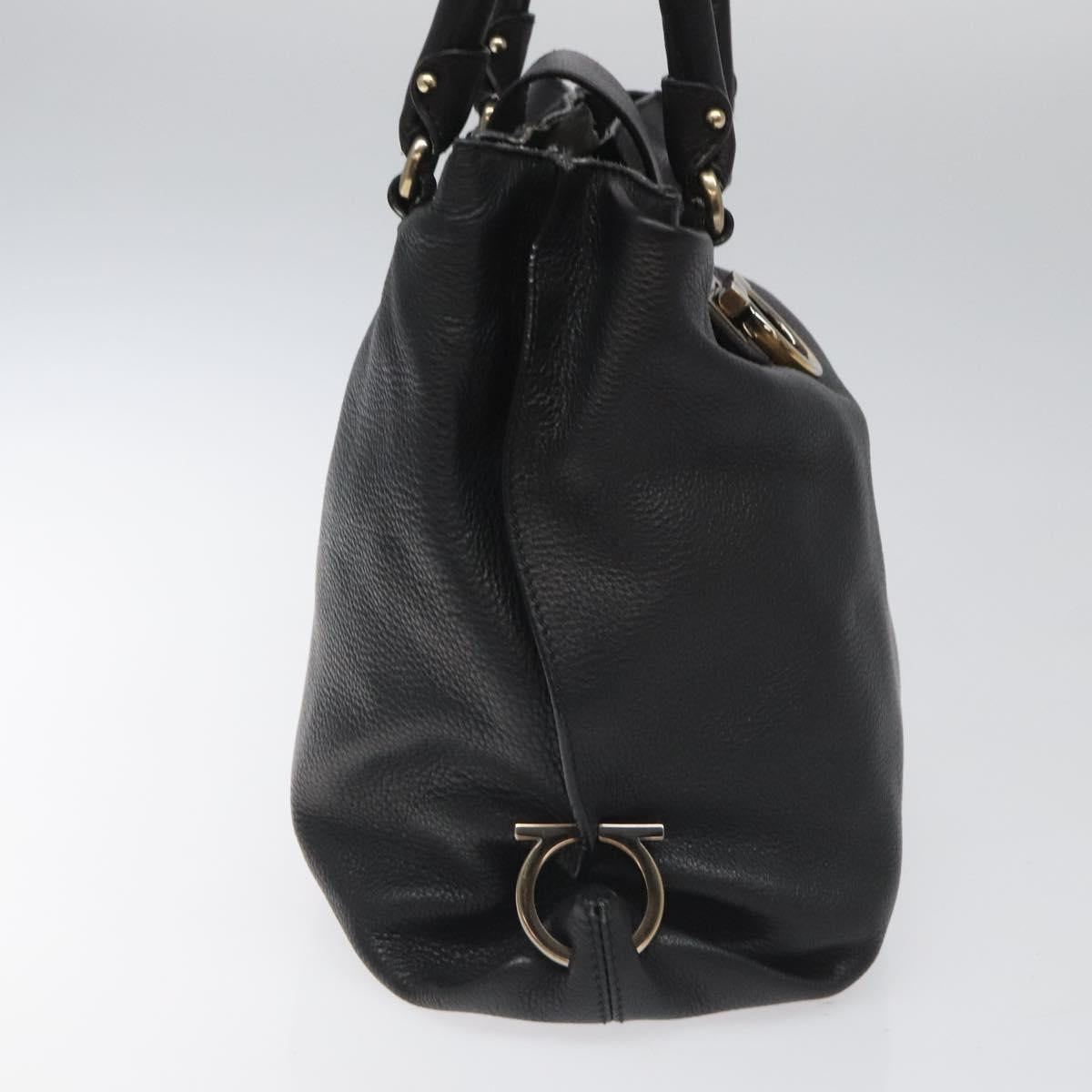 Salvatore Ferragamo Black Leather Gancini