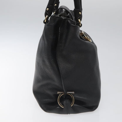 Salvatore Ferragamo Black Leather Gancini