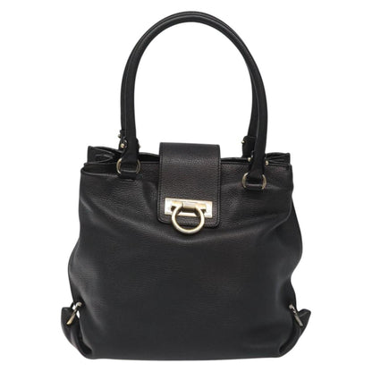 Salvatore Ferragamo Black Leather Gancini