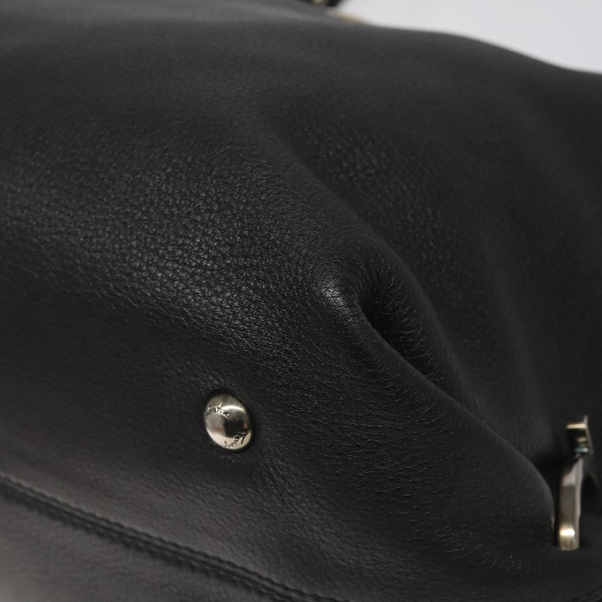 Salvatore Ferragamo Black Leather Gancini