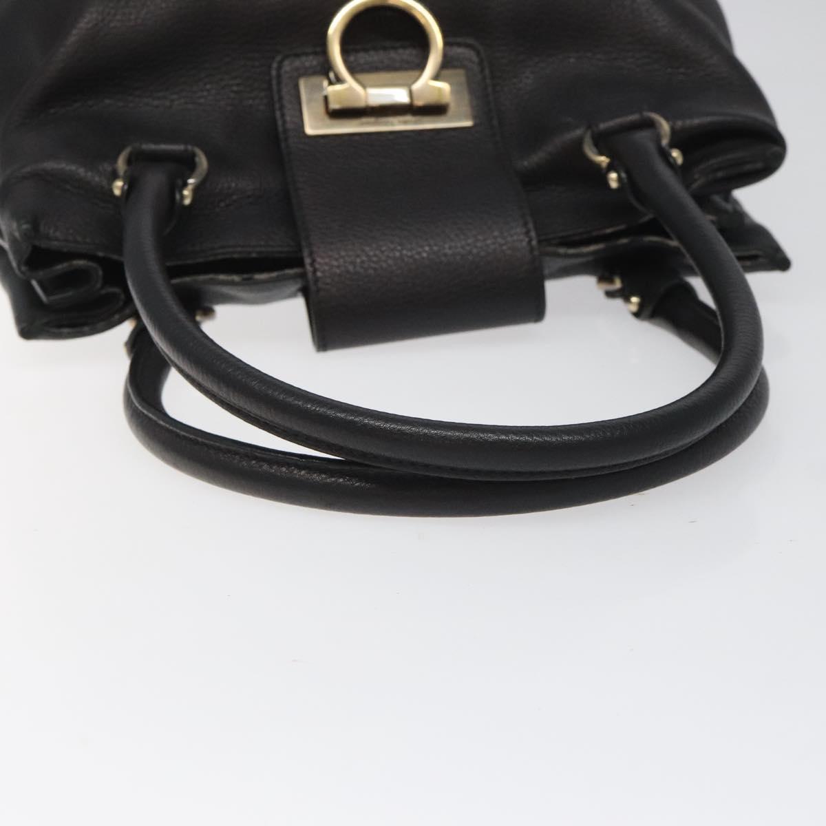 Salvatore Ferragamo Black Leather Gancini