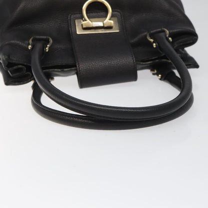 Salvatore Ferragamo Black Leather Gancini