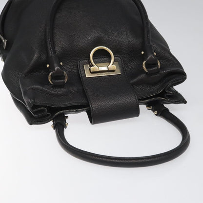 Salvatore Ferragamo Black Leather Gancini