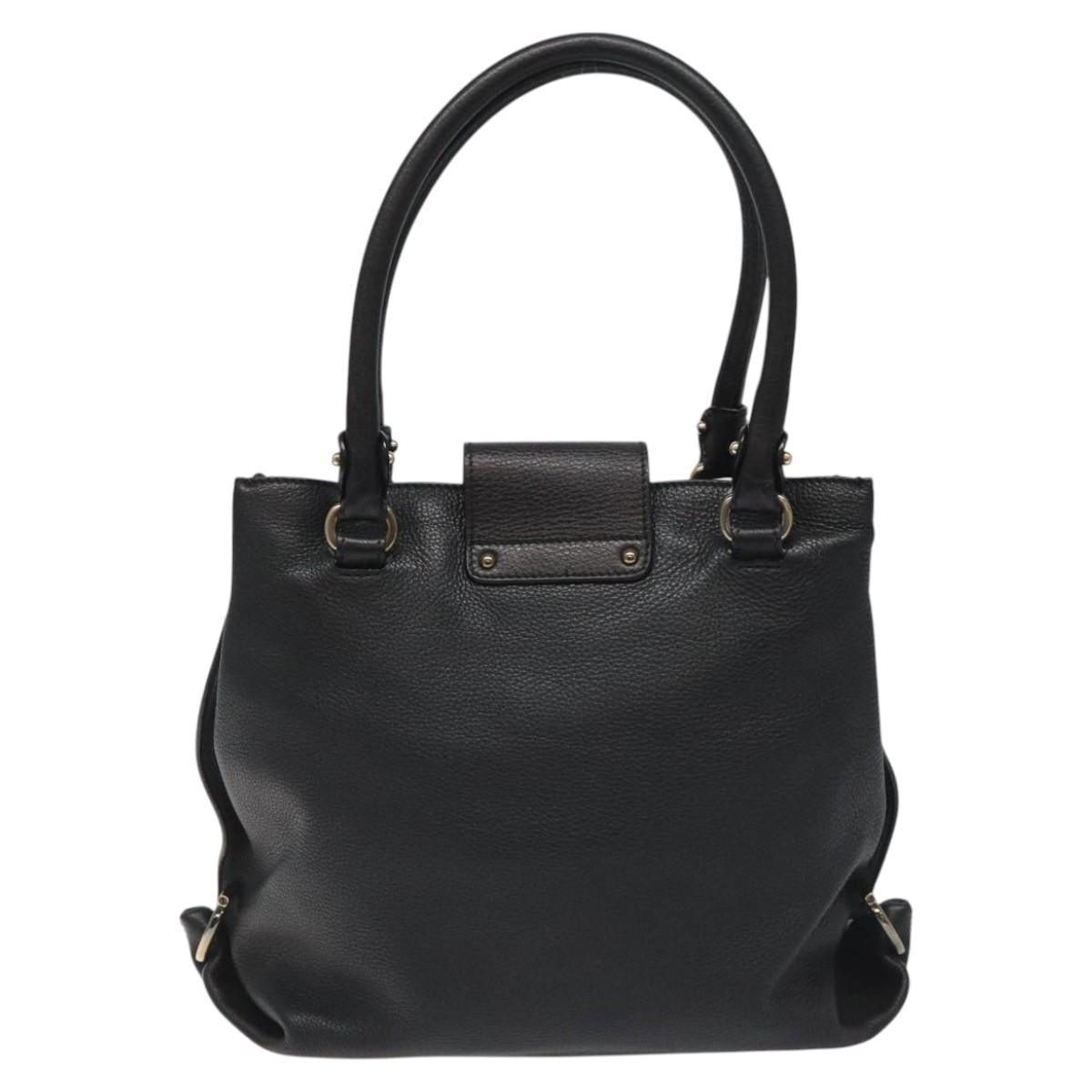 Salvatore Ferragamo Black Leather Gancini