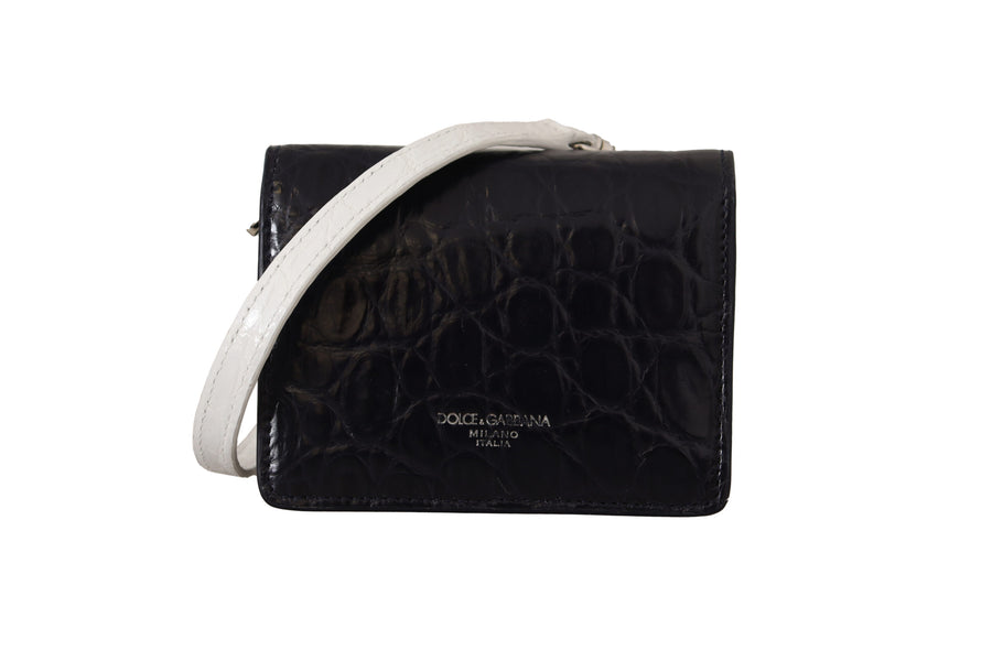 Dolce & Gabbana Blue Exotic Leather Bifold Wallet With Strap