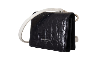 Dolce & Gabbana Blue Exotic Leather Bifold Wallet With Strap