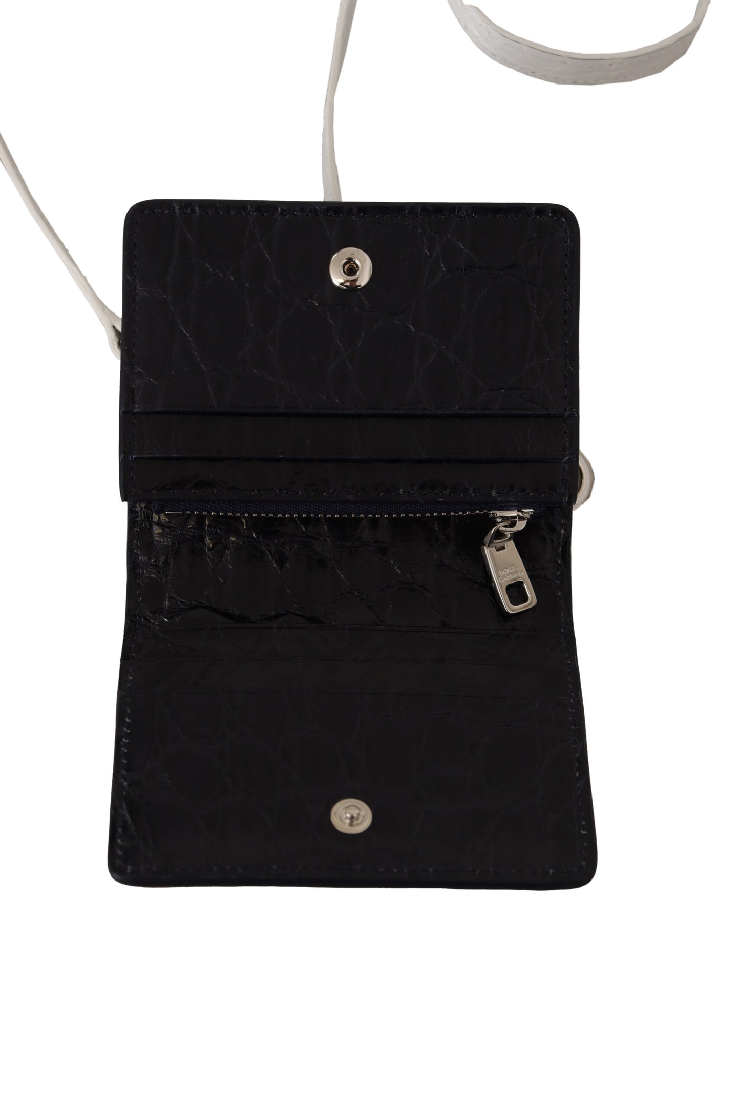 Dolce & Gabbana Blue Exotic Leather Bifold Wallet With Strap