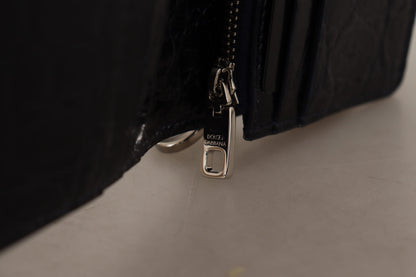 Dolce & Gabbana Blue Exotic Leather Bifold Wallet With Strap
