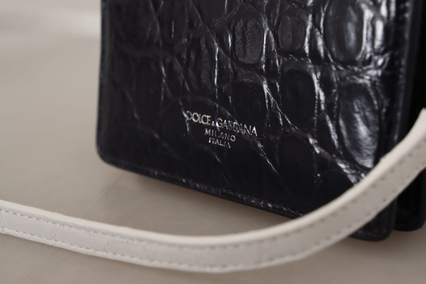 Dolce & Gabbana Blue Exotic Leather Bifold Wallet With Strap