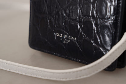 Dolce & Gabbana Blue Exotic Leather Bifold Wallet With Strap