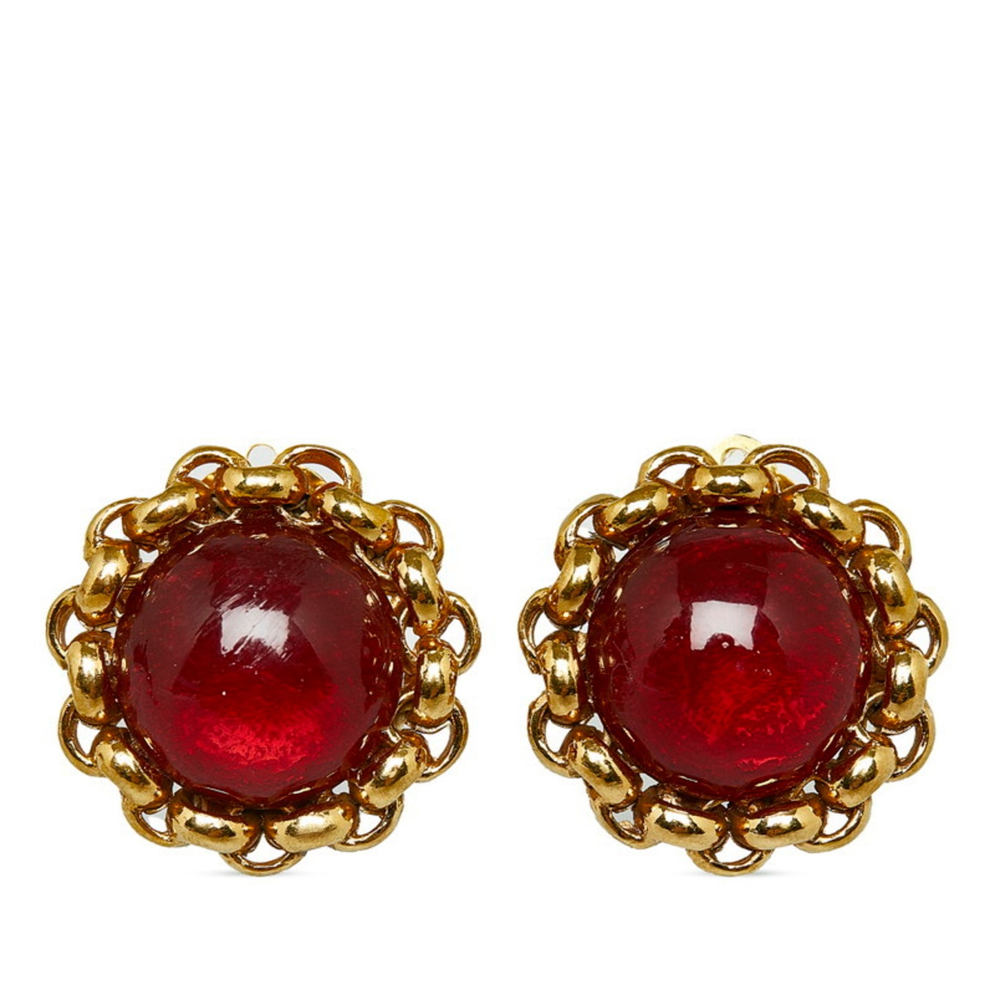 Chanel Red Gold Plated Earring