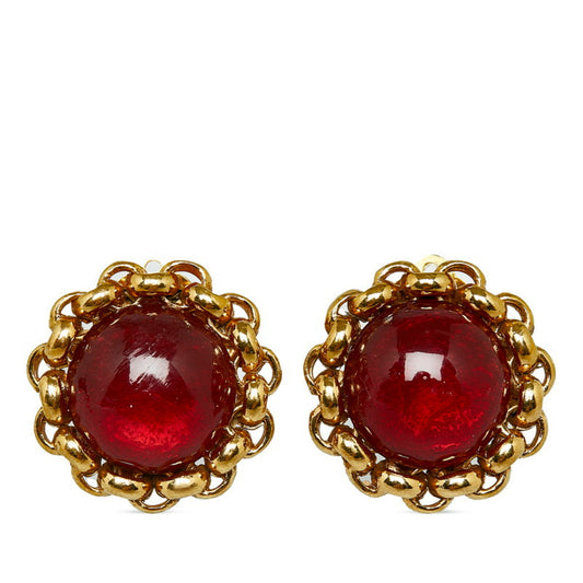 Chanel Red Gold Plated Earring