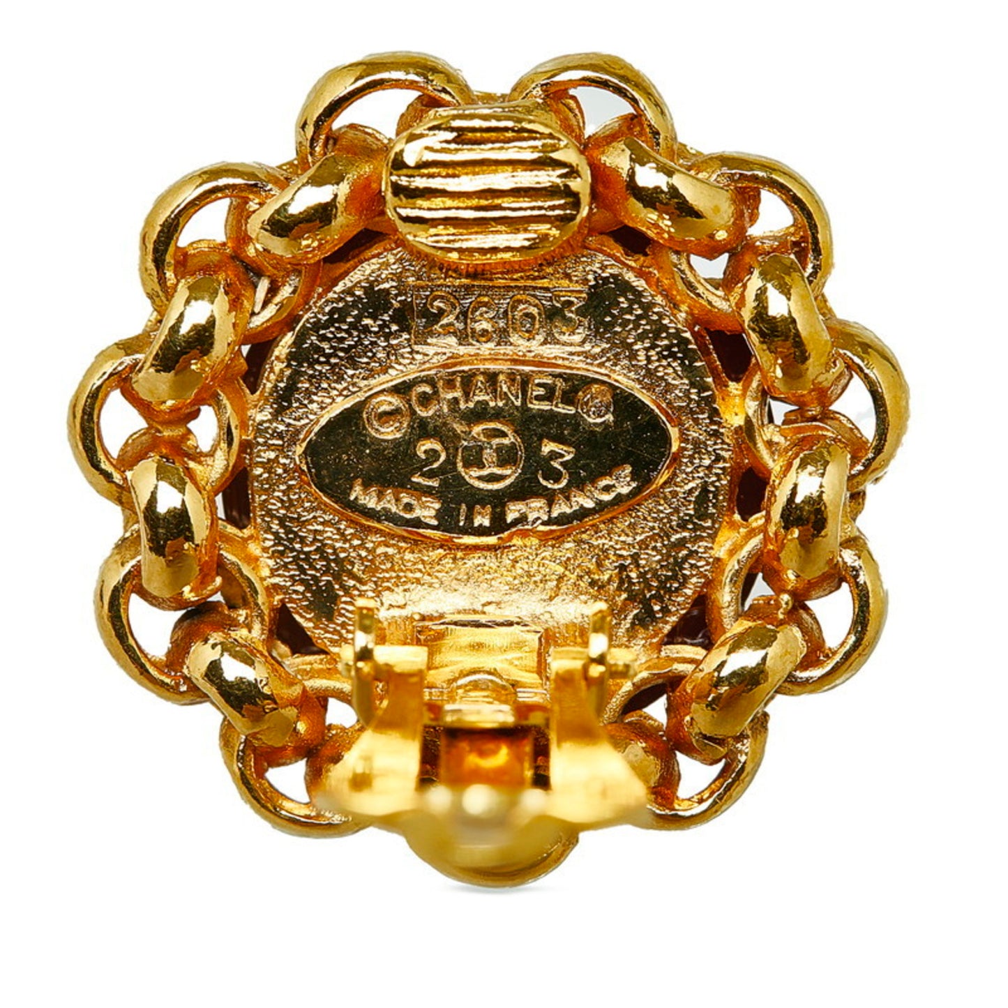 Chanel Red Gold Plated Earring