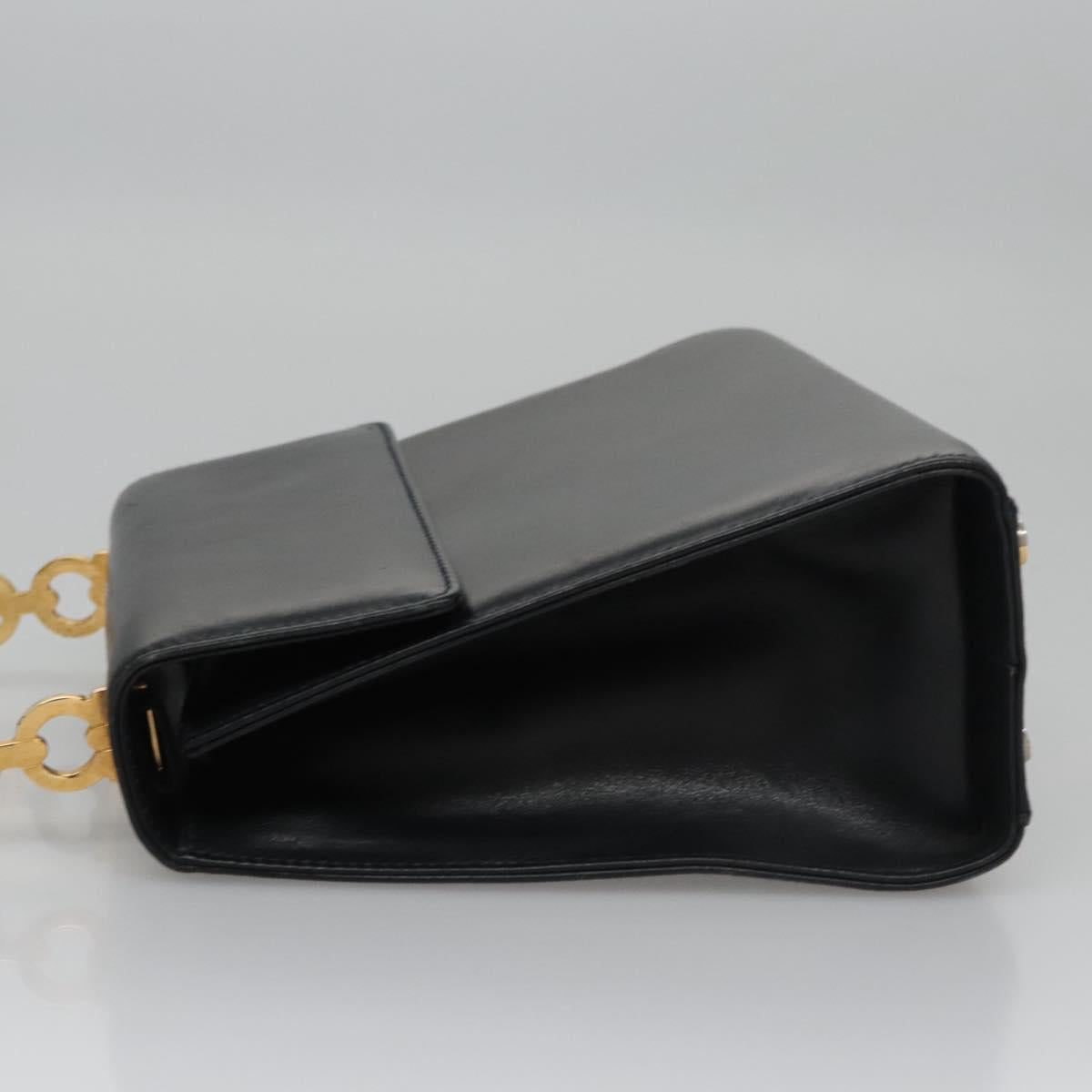 Salvatore Ferragamo Black Leather Gancini