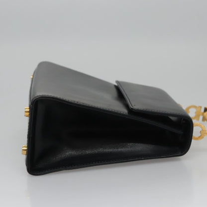 Salvatore Ferragamo Black Leather Gancini
