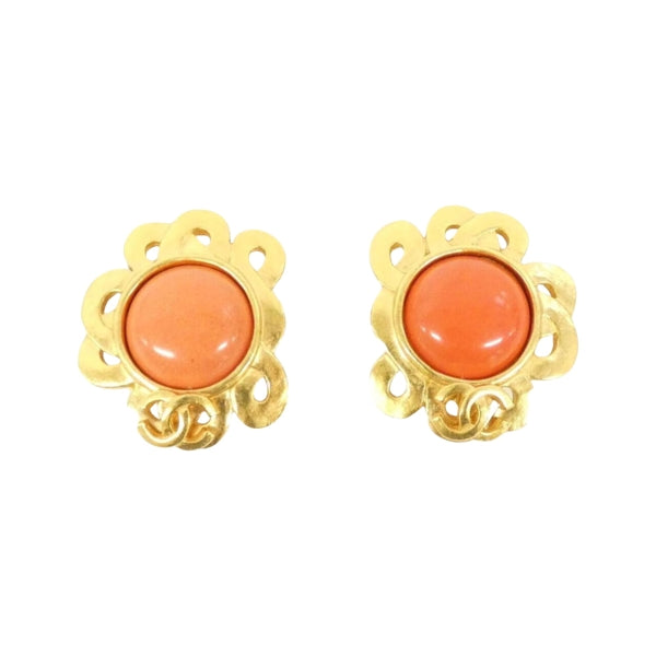 Chanel Red Gold Plated Earring