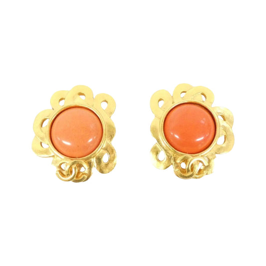 Chanel Orange Gold Plated Earring