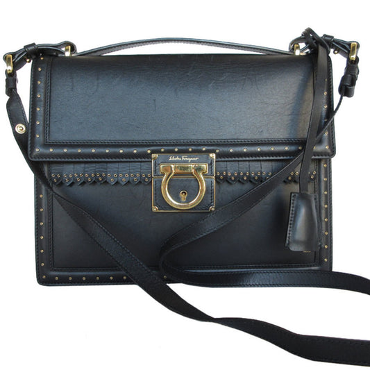 Salvatore Ferragamo Black Leather Shoulder