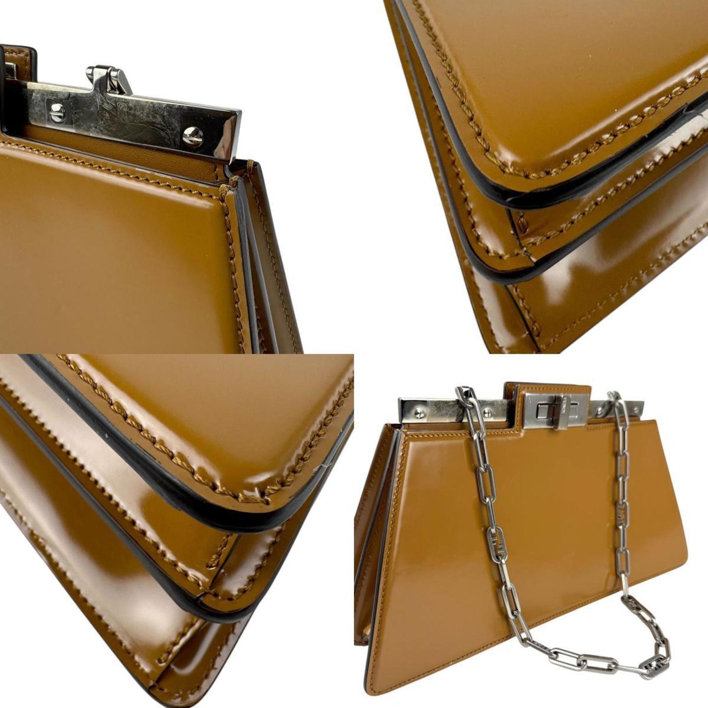 Fendi Brown Leather Peekaboo Mini Pocket