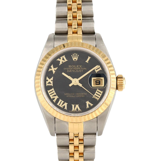 Rolex Black Gold And Steel Lady Datejust 26mm