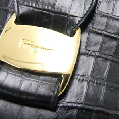 Salvatore Ferragamo Black Leather Vara