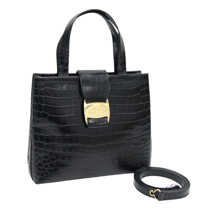 Salvatore Ferragamo Black Leather Vara