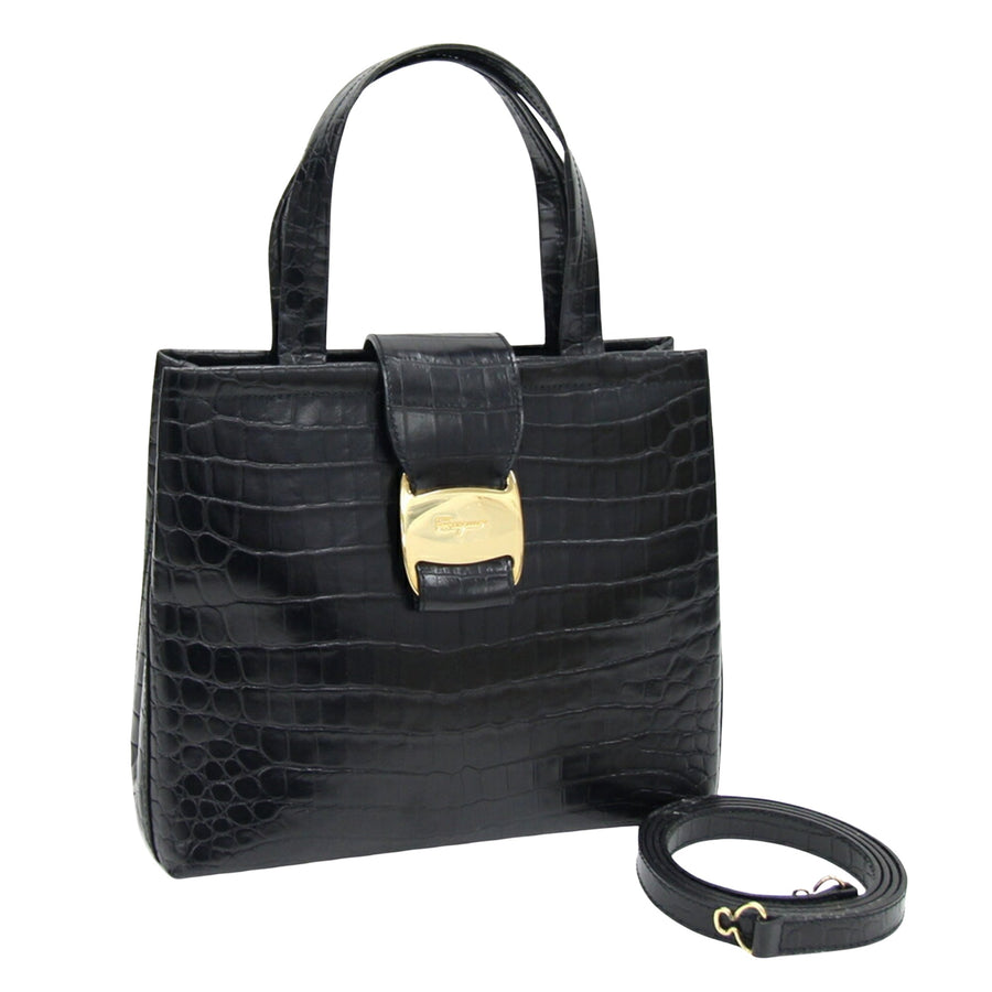 Salvatore Ferragamo Black Leather Vara