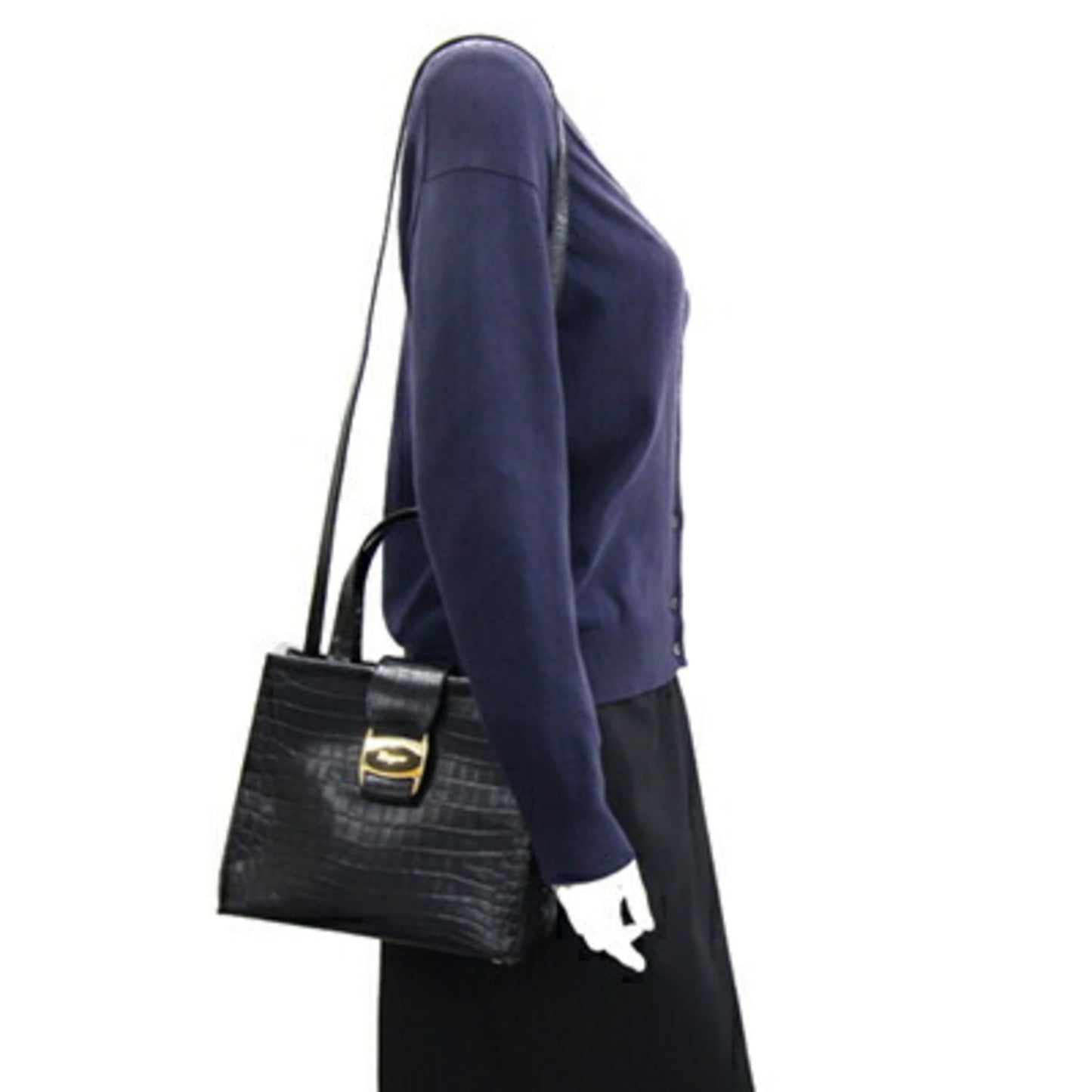 Salvatore Ferragamo Black Leather Vara