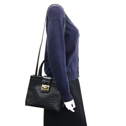Salvatore Ferragamo Black Leather Vara