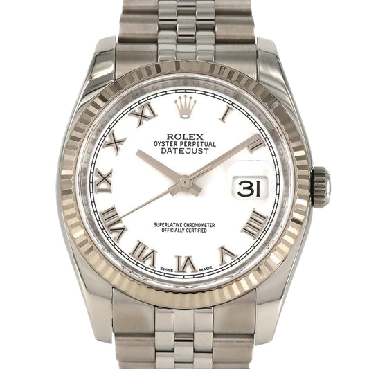 Rolex White Steel Datejust 36mm