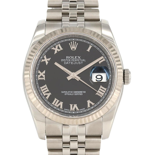 Rolex Black Steel Datejust 36mm