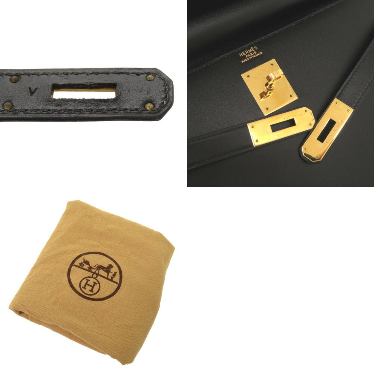 Hermès Black Leather Kelly 32
