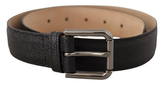 Dolce & Gabbana Elegant Black Leather Belt With Metal Buckle