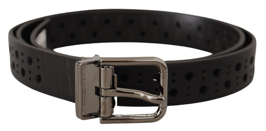 Dolce & Gabbana Elegant Black Leather Belt With Metal Buckle