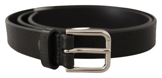 Dolce & Gabbana Elegant Black Leather Belt With Metal Buckle